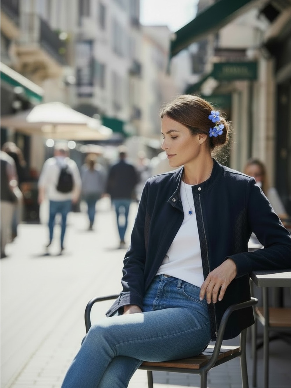 Isaac Mizrahi Live Navy Leather and Suede Bomber Jacket